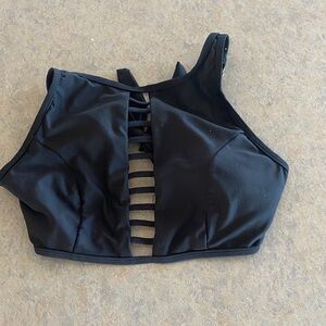 Time and Tru Black Strappy High Neck Bikini Top